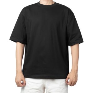 Men Solid Round Neck Cotton Black T-Shirt
