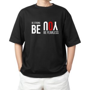 BE YOU Printed Soft Black Oversized T-Shirt